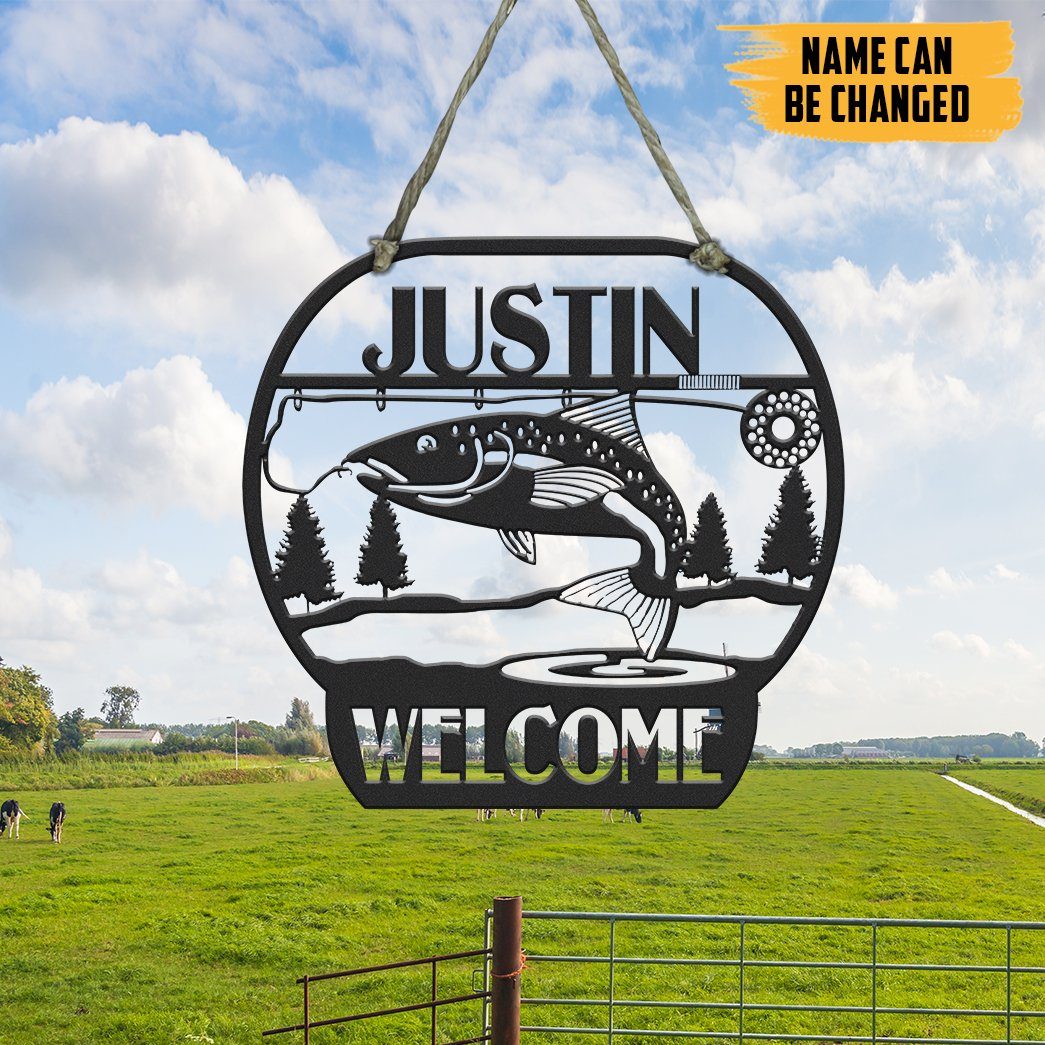 Gearhumans Gearhuman 3D Trout Hunting Welcome Custom Metal Sign GW190323 Metal Sign