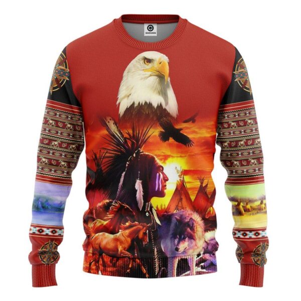Gearhumans Gearhuman 3D Unique Native America Tshirt Hoodie Apparel GB180330 3D Apparel Long Sleeve S