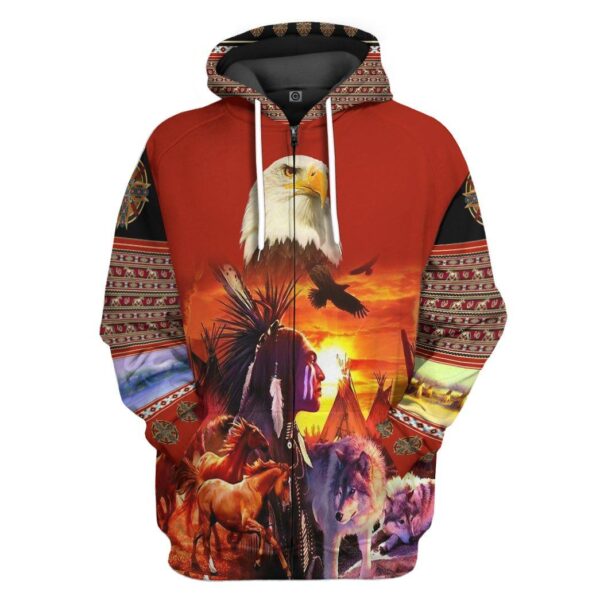Gearhumans Gearhuman 3D Unique Native America Tshirt Hoodie Apparel GB180330 3D Apparel Zip Hoodie S