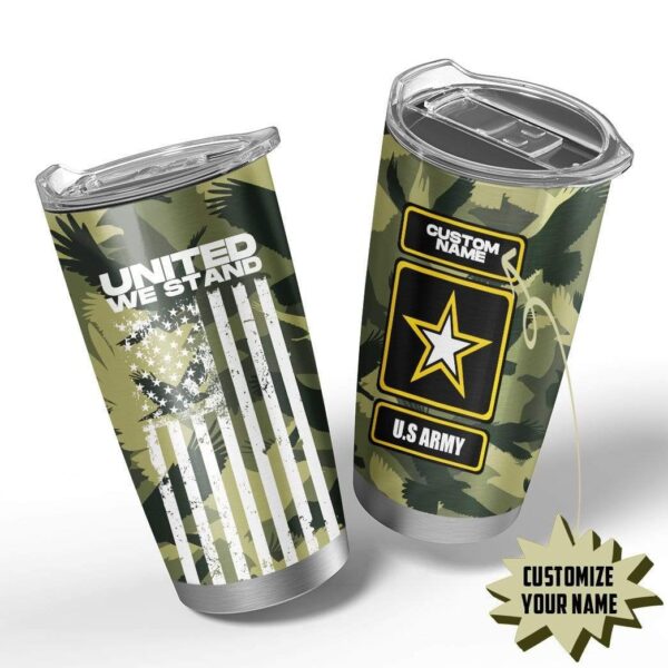 Gearhumans Gearhuman 3D U.S.Army United We Stand Custom Name Design Vacuum Insulated Tumbler GW19051 Tumbler