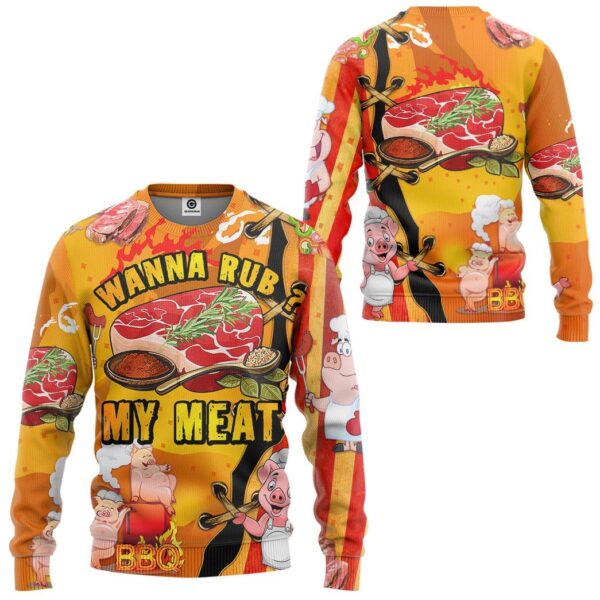 Gearhumans Gearhuman 3D Wanna Rub My Meat Tshirt Hoodie Apparel GB17037 3D Apparel