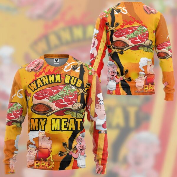Gearhumans Gearhuman 3D Wanna Rub My Meat Tshirt Hoodie Apparel GB17037 3D Apparel