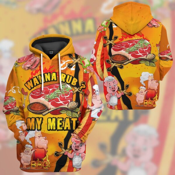 Gearhumans Gearhuman 3D Wanna Rub My Meat Tshirt Hoodie Apparel GB17037 3D Apparel