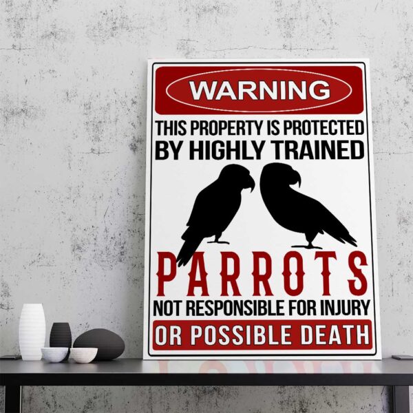 Gearhumans Gearhuman 3D Warning Protected By Parrot Canvas GB160314 Canvas