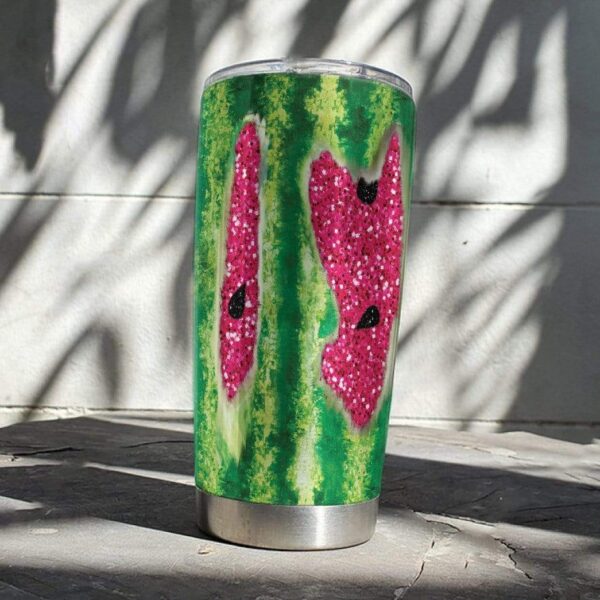 Gearhumans Gearhuman 3D Watermelon Glitter Custom Design Vacuum Insulated Tumbler GC31071 Glitter Tumbler