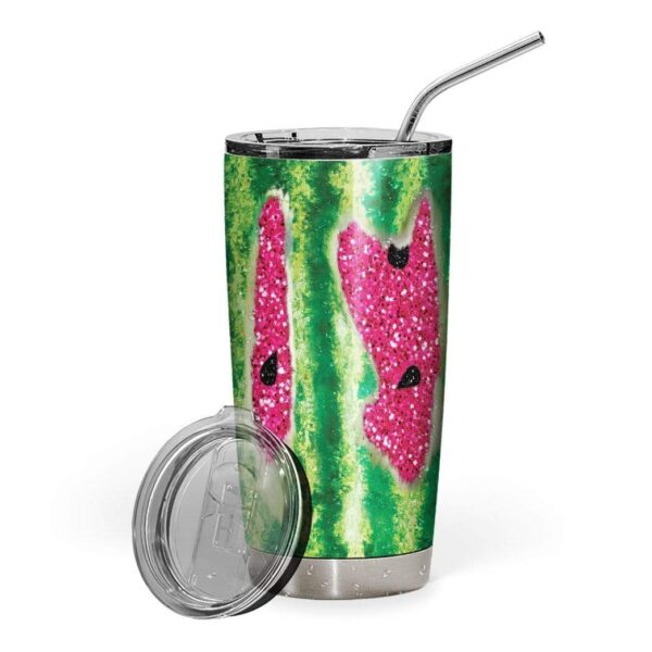 Gearhumans Gearhuman 3D Watermelon Glitter Custom Design Vacuum Insulated Tumbler GC31071 Glitter Tumbler 20oz/Glitter
