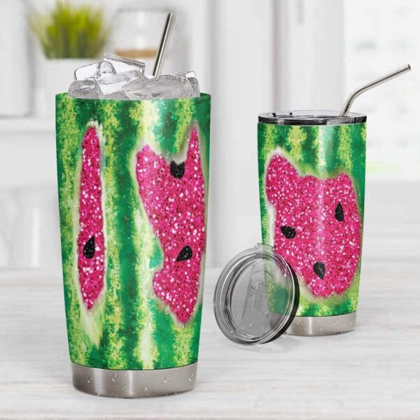 Gearhumans Gearhuman 3D Watermelon Glitter Custom Design Vacuum Insulated Tumbler GC31071 Glitter Tumbler