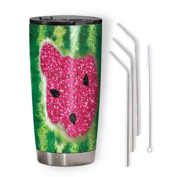Gearhumans Gearhuman 3D Watermelon Glitter Custom Design Vacuum Insulated Tumbler GC31071 Glitter Tumbler