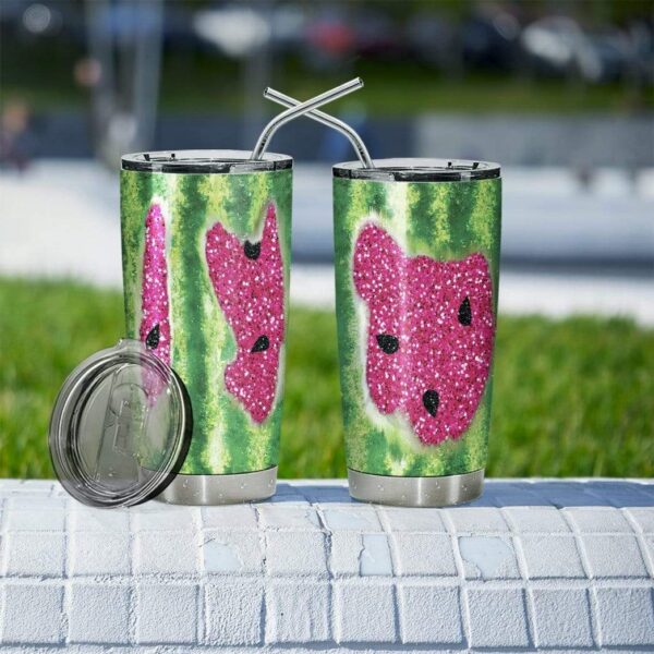 Gearhumans Gearhuman 3D Watermelon Glitter Custom Design Vacuum Insulated Tumbler GC31071 Glitter Tumbler