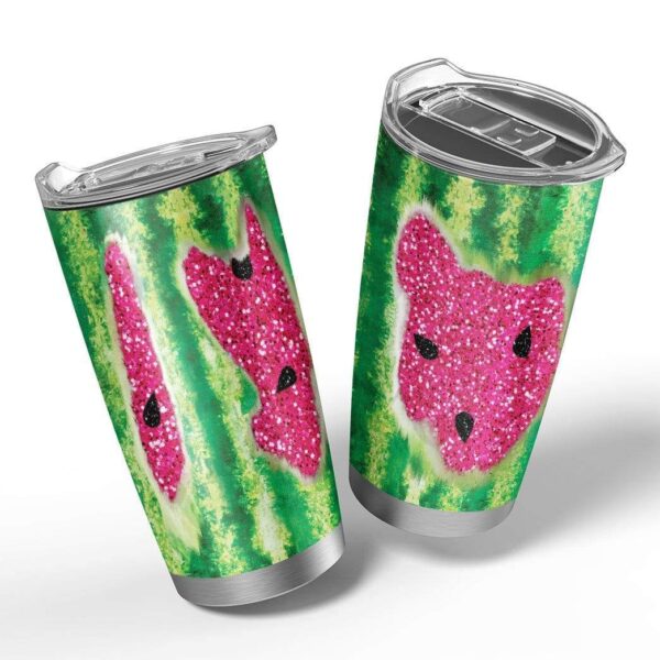 Gearhumans Gearhuman 3D Watermelon Glitter Custom Design Vacuum Insulated Tumbler GC31071 Glitter Tumbler