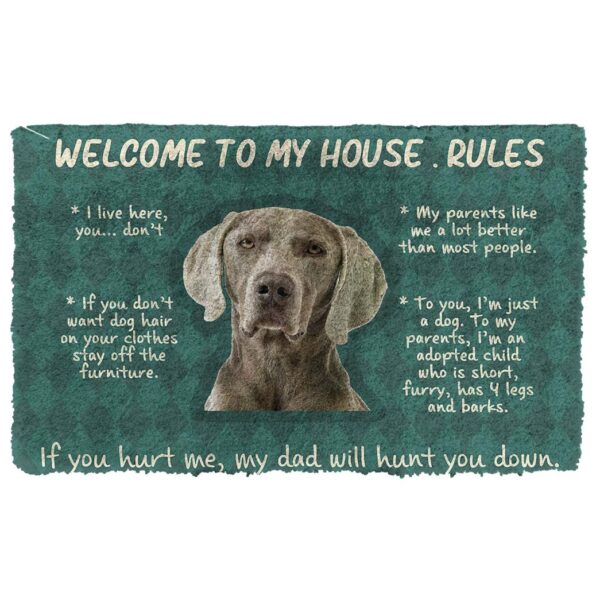 Gearhumans Gearhuman 3D Weimaraner Dog Welcome To My House Rules Custom Doormat GW120315 Doormat Doormat S(15,8''x23,6'')
