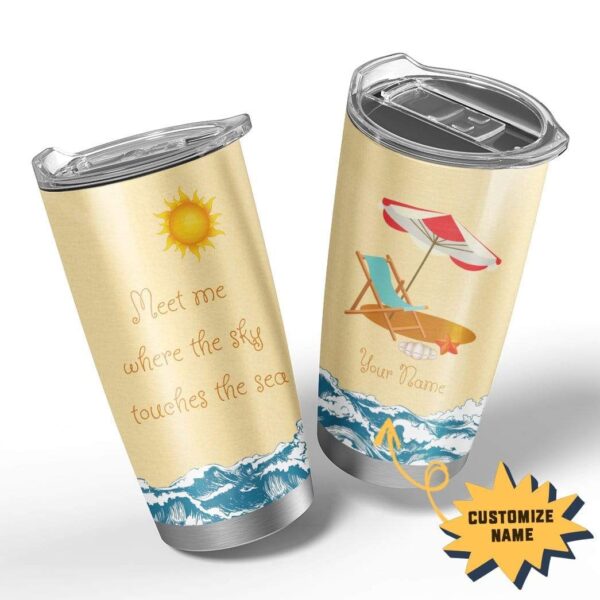 Gearhumans Gearhuman 3D Where The Sky Touches The Sea Custom Name Design Vacuum Insulated Tumbler GV01063 Tumbler