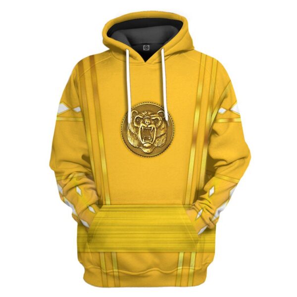 Gearhumans Gearhuman 3D Yellow Ninja Mighty Morphin Power Rangers CustomTshirt Hoodie Apparel GJ24034 3D Apparel Hoodie S