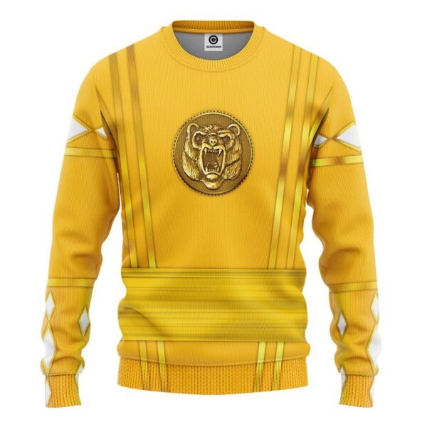 Gearhumans Gearhuman 3D Yellow Ninja Mighty Morphin Power Rangers CustomTshirt Hoodie Apparel GJ24034 3D Apparel Long Sleeve S