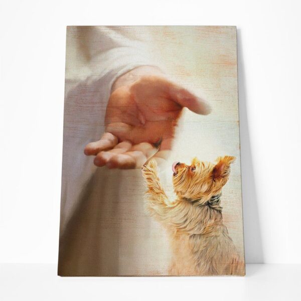 Gearhumans Gearhuman 3D Yorkshire Terrier Take My Hand Jesus God Custom Canvas GW30031 Canvas 1 Piece Non Frame M