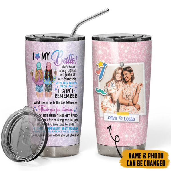 Gearhuman 3D To My Bestie Custom Photo Design Vacuum Insulated Glitter Tumbler
