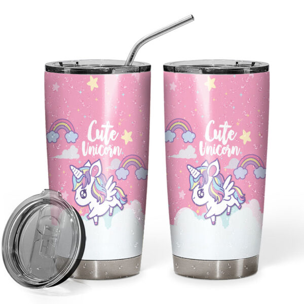 Gearhumans 3D Cute Unicorn Custom Tumbler