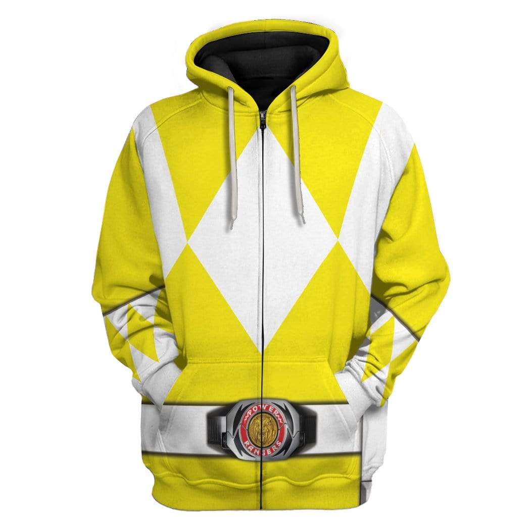 Cosplay Yellow Power Ranger Custom T-Shirts Hoodies Apparel HD-QM0102202 3D Custom Fleece Hoodies Zip Hoodie S
