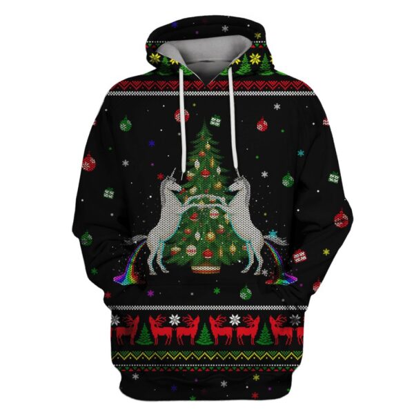 Couple Unicorn At Christmas Custom T-shirt - Hoodies Apparel UNI110159 3D Custom Fleece Hoodies Hoodie S 