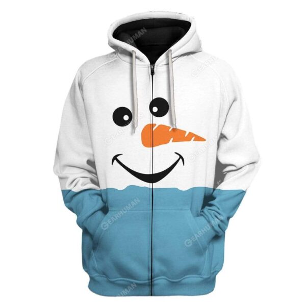 Cozy Christmas Snowman Face Custom T-Shirts Hoodies Apparel HD-AT0412191 3D Custom Fleece Hoodies Zip Hoodie S 