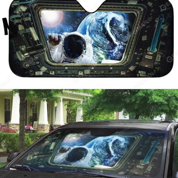 Custom Car Auto Sunshade Astronaut Knocking The Spaceship Door HD-DT2181919-SS Auto Sunshade 