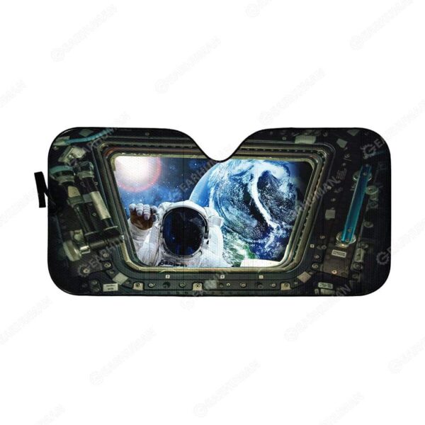 Custom Car Auto Sunshade Astronaut Knocking The Spaceship Door HD-DT2181919-SS Auto Sunshade 57''x27.5'' 