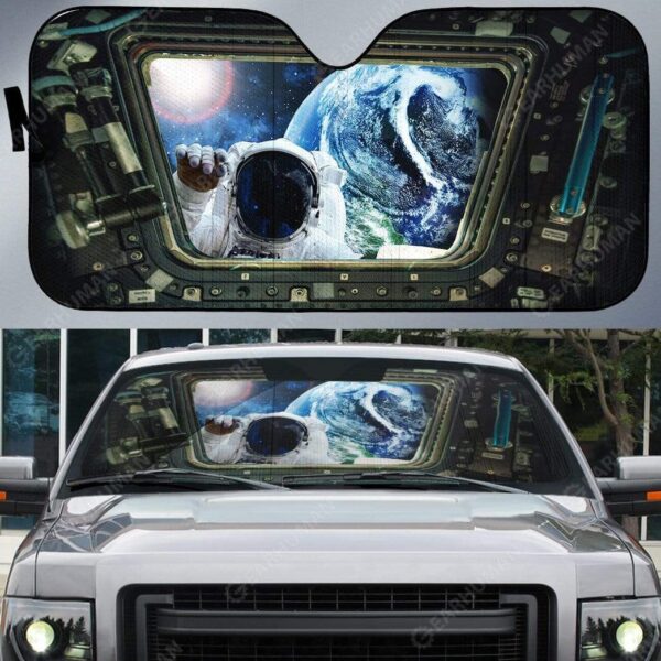 Custom Car Auto Sunshade Astronaut Knocking The Spaceship Door HD-DT2181919-SS Auto Sunshade 