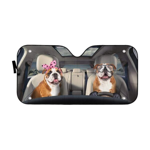 Custom Car Auto Sunshade Bulldog HD-GH1481904-SS Auto Sunshade 57''x27.5'' 