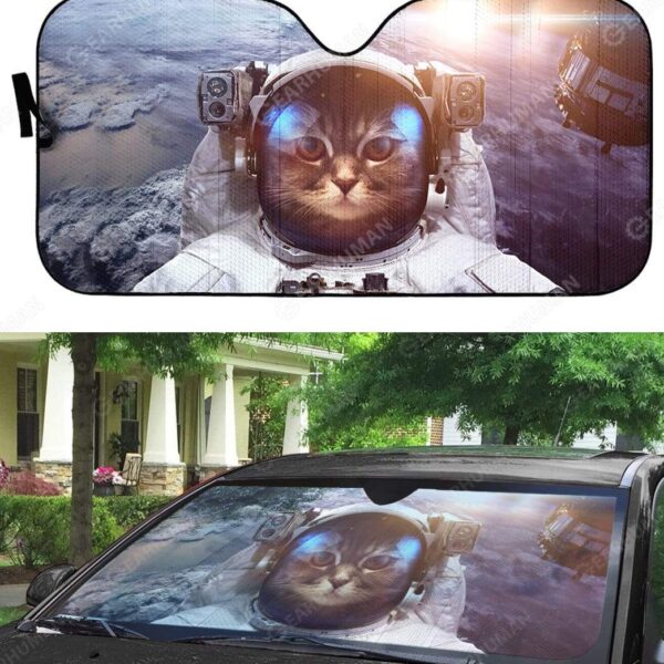 Custom Car Auto Sunshade Cat In Spaceship HD-AT0391905-SS Auto Sunshade 