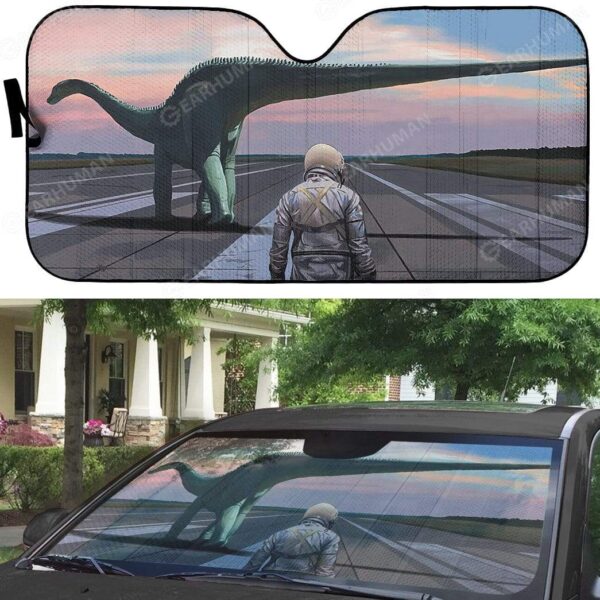 Custom Car Auto Sunshade Dinosaur And Astronaut HD-AT0491907-SS Auto Sunshade 