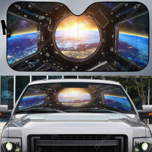 Custom Car Auto Sunshade Earth and Spacecraft HD-DT2181910-SS Auto Sunshade 