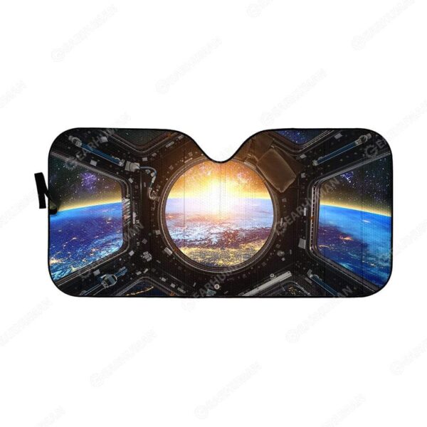 Custom Car Auto Sunshade Earth and Spacecraft HD-DT2181910-SS Auto Sunshade 57''x27.5''