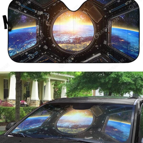 Custom Car Auto Sunshade Earth and Spacecraft HD-DT2181910-SS Auto Sunshade 