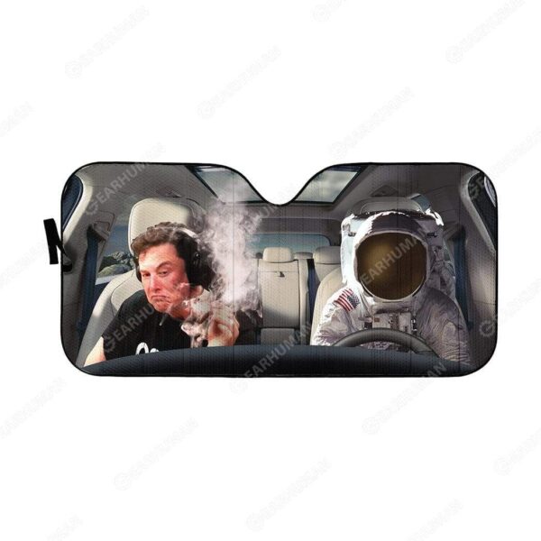 Custom Car Auto Sunshade Elon Musk And Astronaut HD-DT2181937-SS Auto Sunshade 57''x27.5'' 
