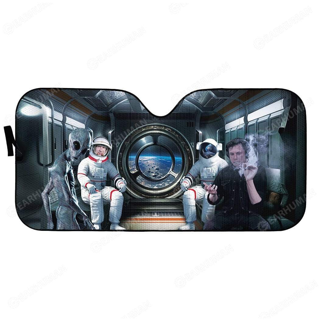 Custom Car Auto Sunshade Elon Musk And Astronauts HD-DT2481919-SS Auto Sunshade 57''x27.5''