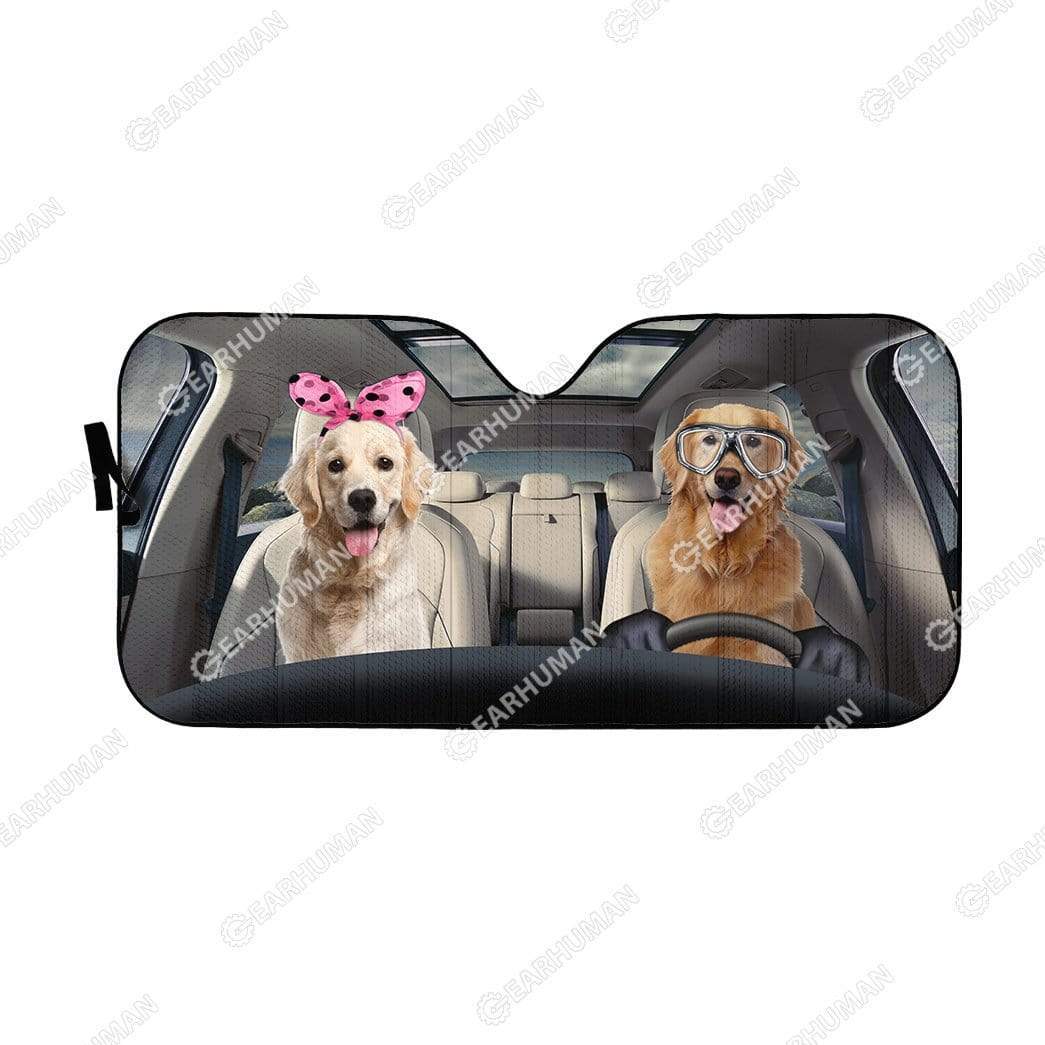 Custom Car Auto Sunshade Golden Retrievers HD-GH1481907-SS Auto Sunshade 57''x27.5''