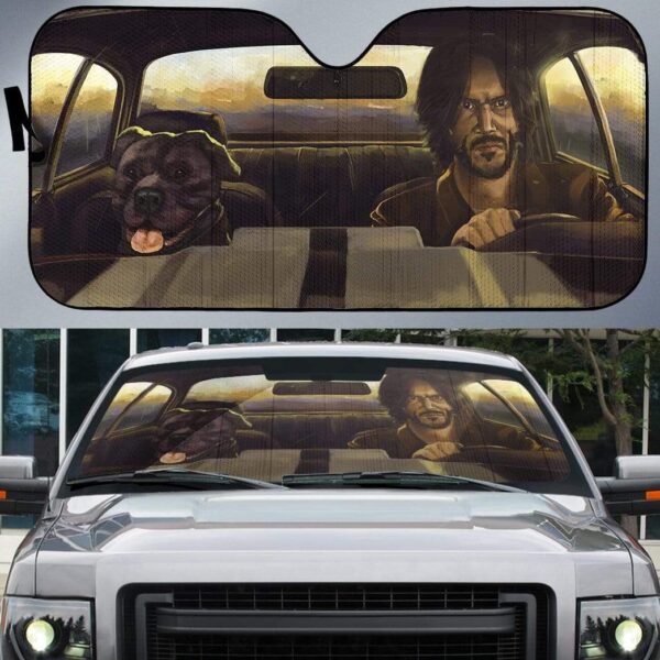 Custom Car Auto Sunshade John Wick And Dog HD-GH1581947-SS Auto Sunshade 
