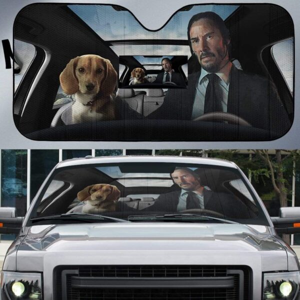Custom Car Auto Sunshade John Wick With Dog HD-GH1581954-SS Auto Sunshade 