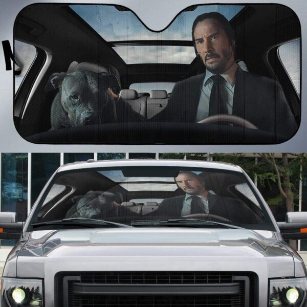 Custom Car Auto Sunshade John Wick With Dog HD-GH1581955-SS Auto Sunshade 