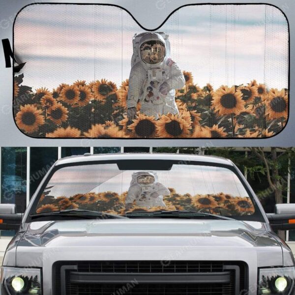 Custom Car Auto Sunshade Sunflowers And Astronaut HD-AT0491909-SS Auto Sunshade 