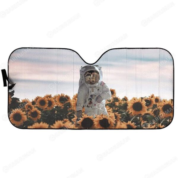 Custom Car Auto Sunshade Sunflowers And Astronaut HD-AT0491909-SS Auto Sunshade 57''x27.5'' 