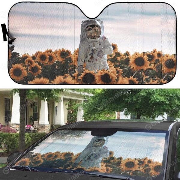 Custom Car Auto Sunshade Sunflowers And Astronaut HD-AT0491909-SS Auto Sunshade 