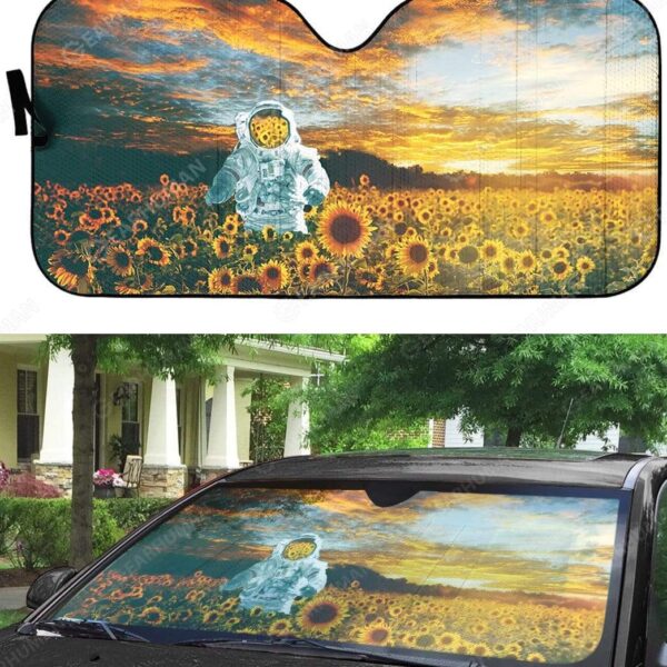 Custom Car Auto Sunshade Sunflowers And Astronaut HD-AT0491919-SS Auto Sunshade 