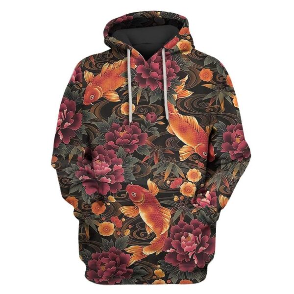 Custom T-shirt - Hoodies Gold carps and peonies Apparel HD-GH20811 3D Custom Fleece Hoodies Hoodie S 