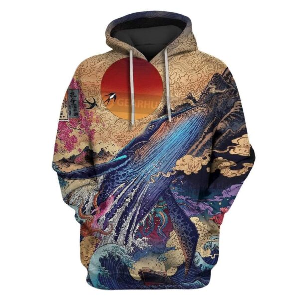 Custom T-shirt - Hoodies Japanese Ocean Nature By Rlon Wang Apparel H20807 3D Custom Fleece Hoodies Hoodie S 