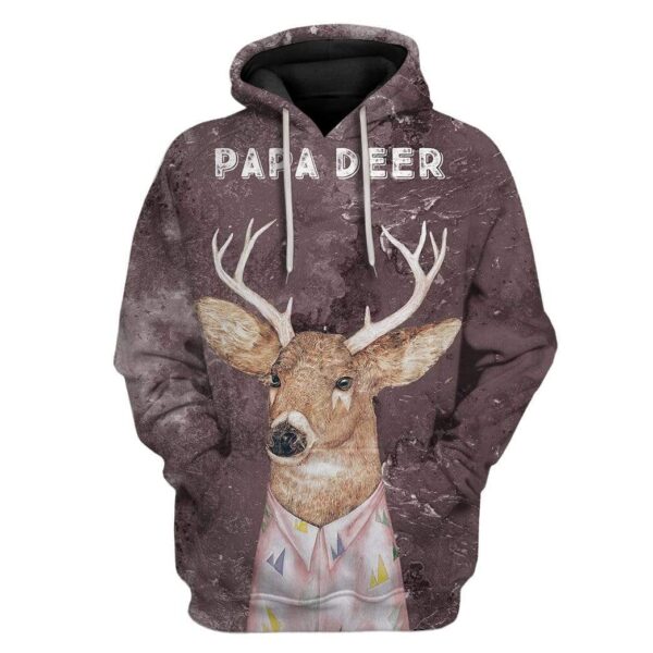 Custom T-shirt - Hoodies PAPA Deer HD-GH0581918 3D Custom Fleece Hoodies Hoodie S 