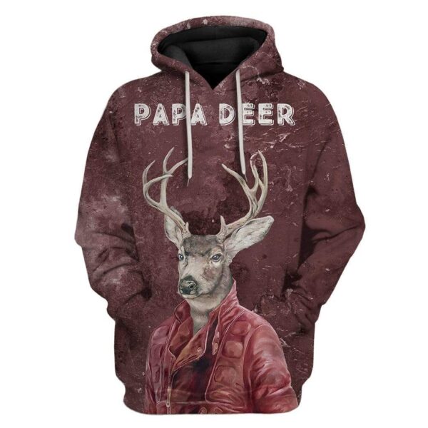 Custom T-shirt - Hoodies PAPA Deer HD-GH0581919 3D Custom Fleece Hoodies Hoodie S 