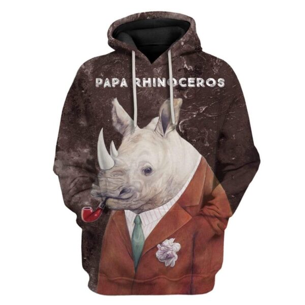Custom T-shirt - Hoodies PAPA Rhinoceros HD-GH0581913 3D Custom Fleece Hoodies Hoodie S 