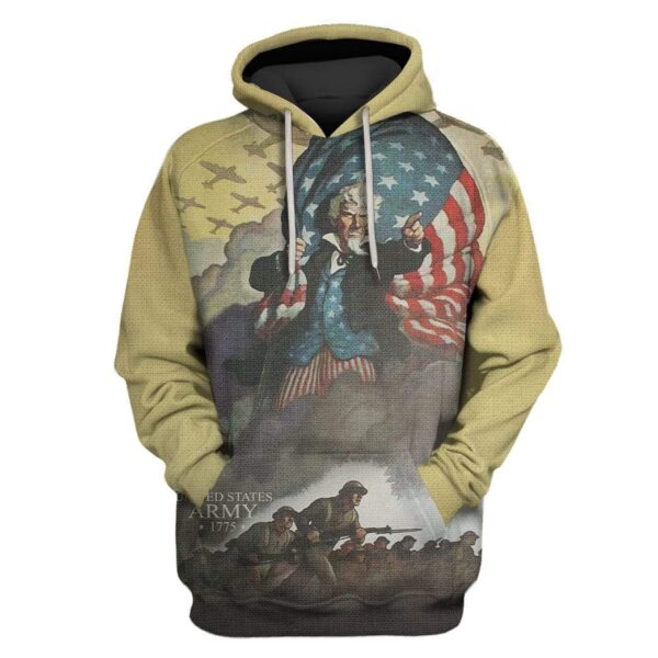 Custom T-shirt - Hoodies U.S. Army Uncle Sam and Soldiers on the 4th of July Apparel HD-GH20678 3D Custom Fleece Hoodies Hoodie S 