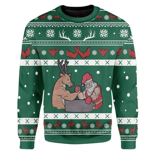 Custom Ugly Christmas Reindeer And Santa Sweater Jumper HD-TT25101901 Ugly Christmas Sweater Long Sleeve S